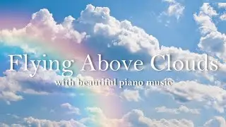 Flying Above Clouds with Wind Audio and Beautiful Piano , loop - calming, Meditation , Sleep , Study