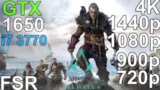 Assassin's Creed Valhalla GTX 1650 - i7 3770 - 4K, 1440p, 1080p, 900p, 720p
