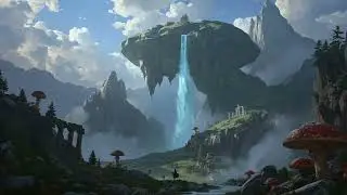 🌊 Floating Island Waterfall | Relaxing Water Sounds & Soft Fantasy Music ✨