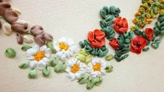 Tour Embroidery Ribbon Garland Online Tutorial Lesson 3 of 8: Daisy