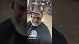 Barber cutting overgrown eyebrows (satisfying)