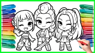 Let's Color Now‼️ Kpop Demon Hunters Coloring Pages - Rumi Zoey and Mira
