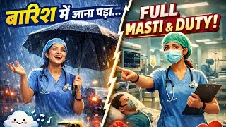 Barish me hospital duty 🏥 🌧️ / full masti vlog 😊