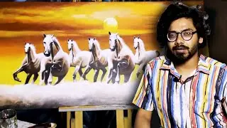 HOW TO DO SEVEN RUNNING HORSE PAINTING/ BRGINNER ACRYLIC PAINTING IDEA/ SUKHMOY ART