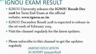 IGNOU EXAM RESULT IGNOU DECEMBER 2018  IGNOU DEC TEE 2018 DATE RESULT DATE