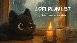 Chillhop Rain Vibes 🌧️ | Cozy Lofi Loop with Candlelight, Tea & a Black Kitten