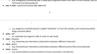 Biochemistry & biology word parts: key prefixes, suffixes, roots, etc. with examples