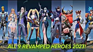 ALL 9 REVAMPED HEROES GAMEPLAY 2023 MLBB! MOBILE LEGENDS BANG BANG