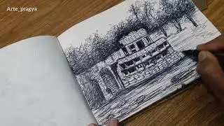 How to draw with ball point pen / ball point pen drawing / architectural drawing / pen sketching