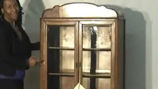 Waterfall Curio Cabinet with Shelves & Drawer