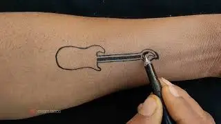 How to make guitar tattoo on hand with pen ❤🔥
