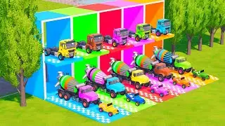 TRANSPORTING POLICE CARS, AMBULANCE, FIRE TRUCK, COLORFUL CARS WITH JEEP #4 - FARMING SIMULATOR 22!