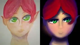 Elf Art DIGITAL vs TRADITIONAL(Watercolour Pencils) Time-lapse