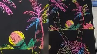 how to draw a night view from a scratch book|amazing magic pad drawing ideas