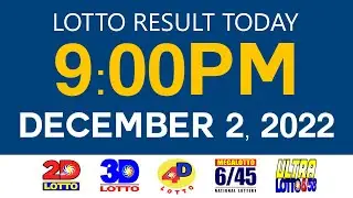 Lotto Results Today December 2 2022 9pm Ez2 Swertres 2D 3D 4D 6/45 6/58 PCSO