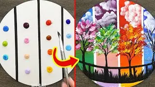 BEAUTIFUL 4 SEASONS Winter Spring Summer & Fall Acrylic Painting |Wow Art