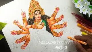 Maa Durga Drawing, Durga Maa Drawing, Durga Puja Drawing, How to draw Maa Durga (part-3)