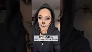 30min easy skeleton glam in 1min.👻🎃☠️🩻 #horror #art #spookyseason #pumpkin #halloween #glam