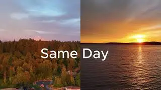 Mount Rainier and Puget Sound at Sunset | Split Screen View