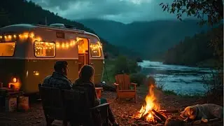 ☕🍂 Cozy Evening by the Riverside Camper &ndash; Autumn Jazz & Campfire Ambience for Relax, Sleep & Study