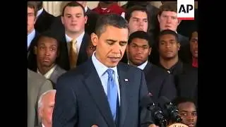 President Barack Obama welcomed the BCS champion Alabama Crimson Tide to the White House Monday