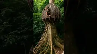 The man made a house on an ancient tree to avoid wild animals #survival #bushcraft #campping #build