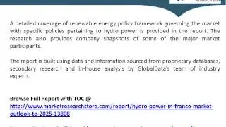 France Hydro Power Market Outlook 2025 - Capacity, Generation, Levelized Cost of Energy (LCOE),