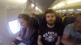 my friends first time in life flying on a plane :) with hard landing reaction