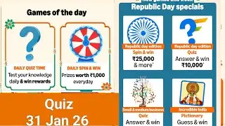 Daily Amazon Quiz Time/Republic Day Special Quiz/Download Pi Use Referal sunilksaini 31 Jan 26