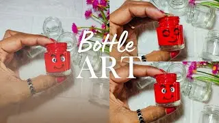 Cute Emoji😲 painting on mini bottle/ smiley painting/ Emoji creative art/ #emoji @artbyvincy