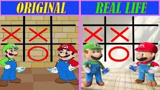 Mario and Luigi's Super Funny Tic Tac Toe Challenge! | Mario Animation | Original vs Plush Toys