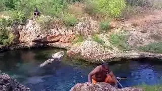 Jump! And join Rappa Rasta Tours to Guts River Blue Hole South Coast