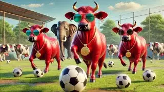 Red Cows Football Match | Dancing & Flying Cows | New Moves and Fun!#cowdance #cowvideos #cowfunny