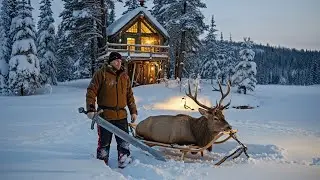 SOLO SURVIVAL :Building a Treehouse to Survive the Blizzard in -81 Degree | WOLF ATTACK Midnight!