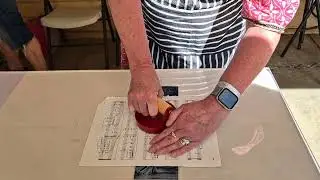 Printing with ink and lino cut, Lost Trades Fair, Bendigo, Victoria, Australia