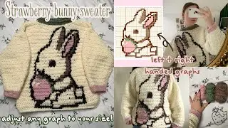Урок по вязанию крючком свитера с клубничным кроликом. 🍓 регулируйте размер диаграммы | thisfairymade