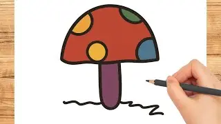 How to Draw a Rainbow Mushroom - Easy Drawing Tutorial for Kids and Beginners