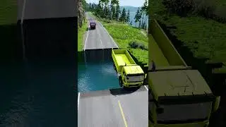 Dump truck vs massive water pit #74 | #beamngdrivemods #doublespeedbumps  #carsvswaterpit