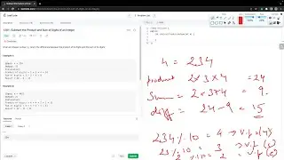 Subtract the Product and Sum of Digits of an Integer | LeetCode 1281 | Cpp