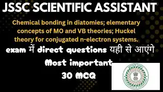 JSSC SCIENTIFIC ASSISTANT JSACE IMPORTANT QUESTIONS #JSSC #jsace chemical bonding 