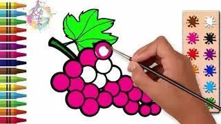 Grapes Coloring Video - How To Draw Grapes - Grapes Drawing And Colouring - Kids Coloring Fun