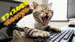 【AI猫動画】「にゃんちゃん、オフィス勤務の日」– 退屈すぎてあくびが止まらない〜ミャ〜