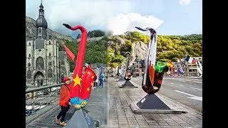 Beautiful colorful saxophone on Charles-de-Gaulle Bridge in Dinant , Belgium. by Mayuree Wangrairot
