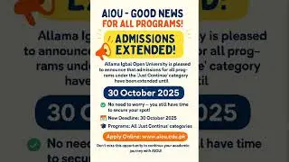 AIOU today good news : Admission date extend #aiou #online #education