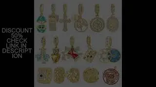 925 Sterling Silver Golden Series Compass Whistle Virgin Mary Dangle Charms Beads Pendant Fit Bracel