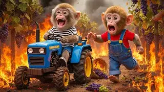 🐒 Monkey Nana drives a Tractor 🚜 Saves His Grapes Garden 🍇 | Coco Monkey Farm Life Story 🌾