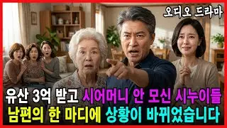 유산 3억 받고 시어머니 안 모신 시누이들, 남편의 한 마디에 상황이 바뀌었습니다 [ 오디오드라마 가족드라마 가족갈등 가족사연 재산상속 유언장 ]