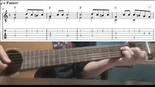 Head, Shoulders, Knees And Toes - Easy Fingerstyle Guitar Playthrough Tutorial Lesson With Tabs