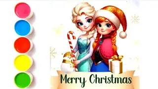 Frozen Christmas Special Drawing | Beautiful Christmas Elsa and Anna Frozen Drawing 