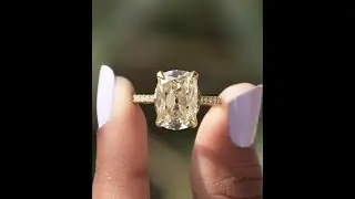 Old Mine Cushion Cut Moissanite Hidden Halo Ring @GoldenBirdJewels